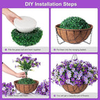 Artificial Flowers with Hanging Planter for Outdoors, Faux Silk Daisy Flower UV Resistant Plants in Basket Indoor Porch Garden Yard Spring Summer Decor(Purple)