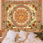 Accnicc Yellow Sun Tapestry Boho Floral Sunflower Plant Wall Tapestry for Bedroom Aesthetic Vintage Flower Celestial Large Tapestries Wall Hanging for Dorm Living Room Decor 80 x 60 Inch