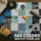 bemaxx Gym Mats Set - 18 pcs EVA Interlocking Foam Floor Tiles (12.6"x12.6"x0.4") 18sqft Protective Gym Flooring Sports Home Workout Exercise Mats Puzzle Garage Fitness Play-Room Pool Treadmill Bike