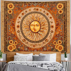 Accnicc Vintage Sun and Moon Tapestry Boho Yellow Orange Indie Wall Tapestry for Bedroom Aesthetic Sunflower Small Hippie Fall Tapestries Wall Hanging for Living Room Dorm 48 x 36 Inch