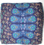 CRAFT KALA Blue Peacock Large Hippie Mandala Meditation Floor Ottoman Pillow Cushion Pouf Cover Square Poufs Bohemian Circle Floor Cushion Case Outdoor Fireplace Living Room Decor Cover 16" Square