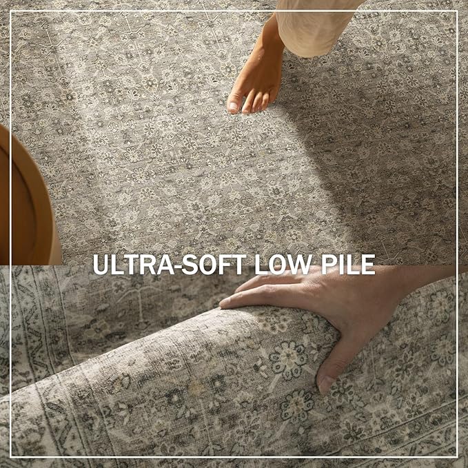 Machine Washable Kitchen Runner Rugs: 2'x 6' Hallway Rug Stain Resistant Non Slip Low Pile Soft Carpet Runners for Hallways Indoor Entryway Kitchen Laundry Room Bedroom Bathroom Farmhouse