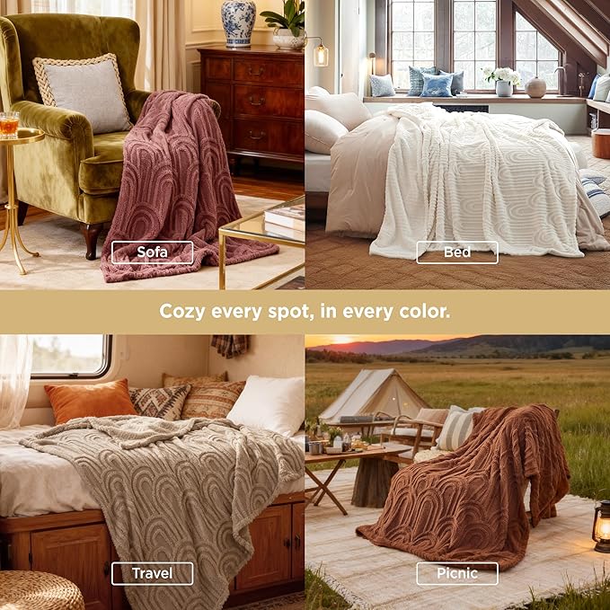 Bedsure GentleSoft Pink Throw Blanket for Women - Super Soft & Cozy, Fleece Blankets for Girls, Ideal for Couch & Bed, Dusty Rose, 50x70 Inches