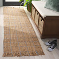 SAFAVIEH Natural Fiber Collection Area Rug - 2'3" x 8' Runner, Natural & Grey, Handmade Jute, Ideal for Living Room, Hallway, Foyer, Entryway, Bedroom (NF602F)