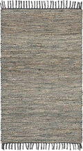 SAFAVIEH Vintage Leather Collection Accent Rug - 2'3" x 4', Grey, Handmade Boho Fringe Leather & Jute, Ideal for High Traffic Areas in Entryway, Living Room, Bedroom (VTL203F)