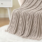 Battilo Light Grey Throw Blanket for Couch, Woven Chenille Knit Throw Blanket Versatile for Chair, 51 x 67 Inch Super Soft Warm Decorative Blanket for Bed, Sofa and Living Room