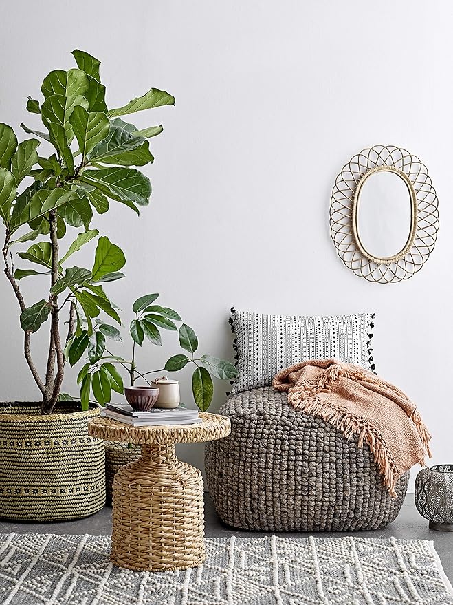 Creative Co-Op Oval Woven Bamboo Wall Mirror