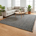 Super Area Rugs Green Jute & Cotton Braided Rug Rectangle 8' x 10' – Reversible Soft Rug for Living Room, Dining Room, Large Bedroom