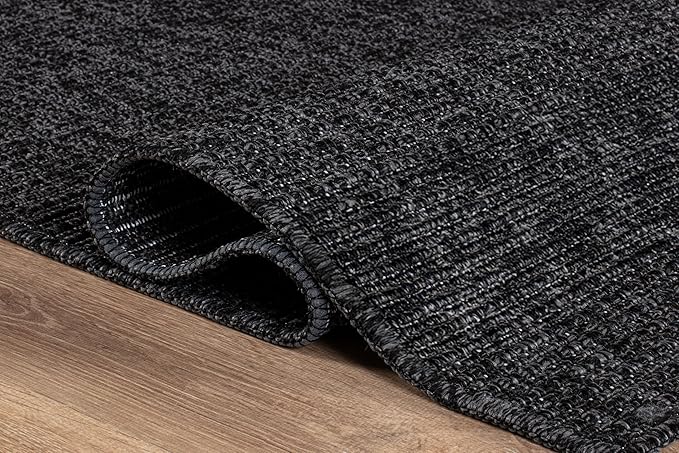 Beverly Rug Easy Jute Runner Rug 2x7 Solid Washable Durable Outdoor Indoor Area Rugs for Living Dining Room Patio Office Stain Resistant Non Shedding Casual Indoor Outside Carpet 2 x 7 Dark Gray
