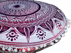 INDIAN CRAFT CASTLE Meditation Floor Pillow Cover, Large Pillows Cover Seating for Adults and Kids, Bohemian Cushion Cover for Fireplace Yoga Living Room Sitting 22 Inches (Pink)