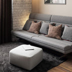 SIMPLIHOME Nate Square Pouf - 20 inch Wide Upholstered Handwoven Cotton Ottoman in Patterned Grey Melange, Boho Footstool or Extra Seating for Living Room with Artisanal Texture, Assembled
