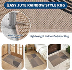 GarveeHome Rainbow Easy Jute Rug 2x3 Entryway Rug Indoor Outdoor Front Door Mat Neutral Non Slip Non Shedding Washable Farmhouse Kitchen Mat