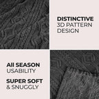 Superior Fleece Boho Jacquard Blanket, Decorative Blankets for Bedroom, Sofa, Fuzzy, Plush, Fluffy, Soft, Cute Room Decor, Beautiful Cover, Comfort Essentials, Arctic Collection, Twin, Charcoal