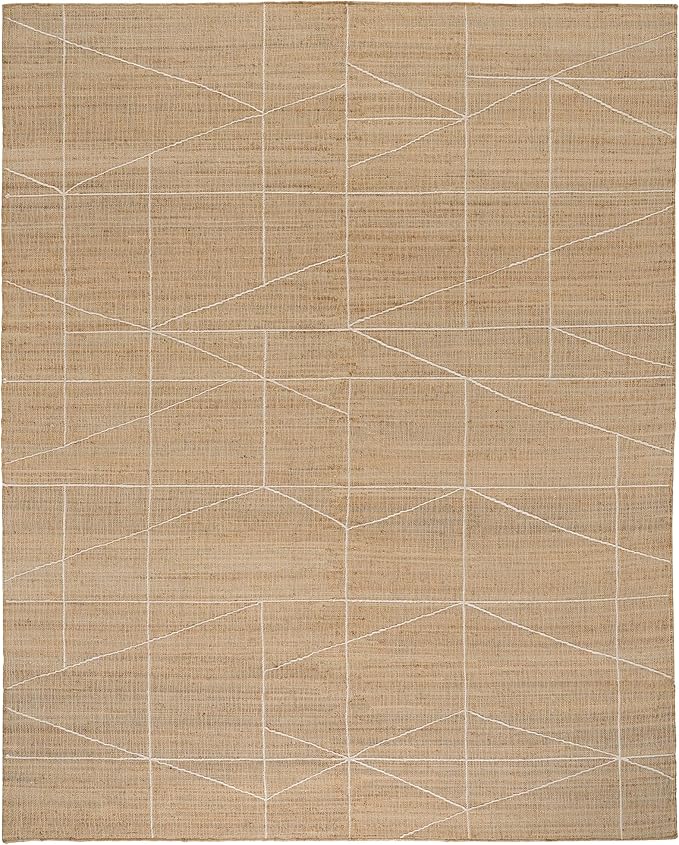 Dash & Albert Judson Natural/Ivory Handwoven Jute Rug, 7.5 X 9.5 Feet, Ivory Graphic Pattern