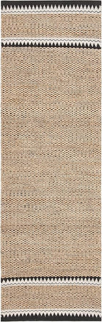 SAFAVIEH Natural Fiber Collection Runner Rug - 2'3" x 22', Natural & Black, Handmade Farmhouse Boho Coastal Rustic Jute, Ideal for High Traffic Areas in Living Room, Bedroom (NF874B)