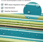 Outdoor/Indoor Inflatable Ottoman Pouf D20 xH9, All Weather Round Footstool with Foot Pump, Water Repellent Portable Footrest with Handle for Patio Garden Camping Travel-Green Stripe