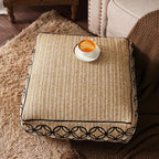 SUTAVIA Pouf Cover Ottoman Unstuffed Pouf Seat Footrest Decorative Storage Bean Bag Floor Chair for Home Decor Living Room Bedroom (Linen Decor, Square, 20" D x 20" W x 8" H)