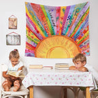 WARDOS Colorful Boho Sun Tapestry, Motivational Sunshine Tapestry Wall Hanging, Boho Abstract Sun Sunshine Wall Blanket Decor for Home Living Room Bedroom, 50x60 Inch