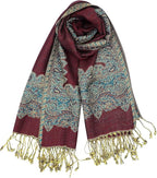 Achillea Reversible Paisley Pashmina Rave Scarf – Exotic Indian Shawls and Wraps for Evening Dresses, Festivals, All Seasons
