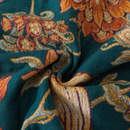 Boho Throw Blanket Twin Size, Soft Cozy Cotton Muslin Quilt Blanket for Bed Decor, Floral Patterned Couch Sofa Chair Cover, Vintage Farmhouse Cottage Tapestry Woven Blanket, Green&Orange