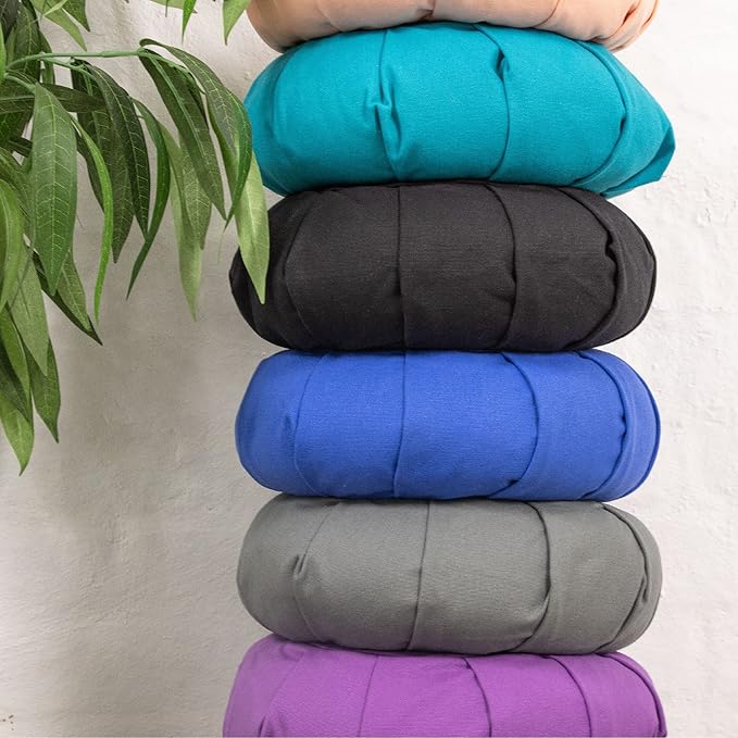 Myga Zafu Yoga Meditation Cushion with Washable Cover - Floor Cushion Pillow with Natural Buckwheat Filling - Soft Round Cotton Design for Meditating or Pranayama Exercises