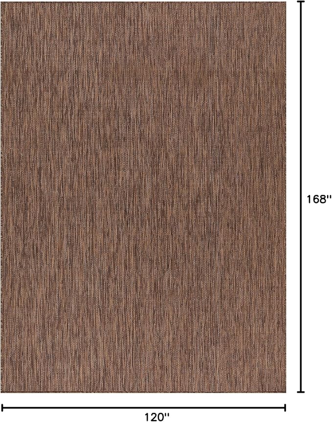 Washable Indoor Outdoor Rug 10x14 Weather Resistant Area Rugs Modern Solid for Porch Deck Balcony Backyard Patio Outside Carpet (10 X 14 Gold Brown)