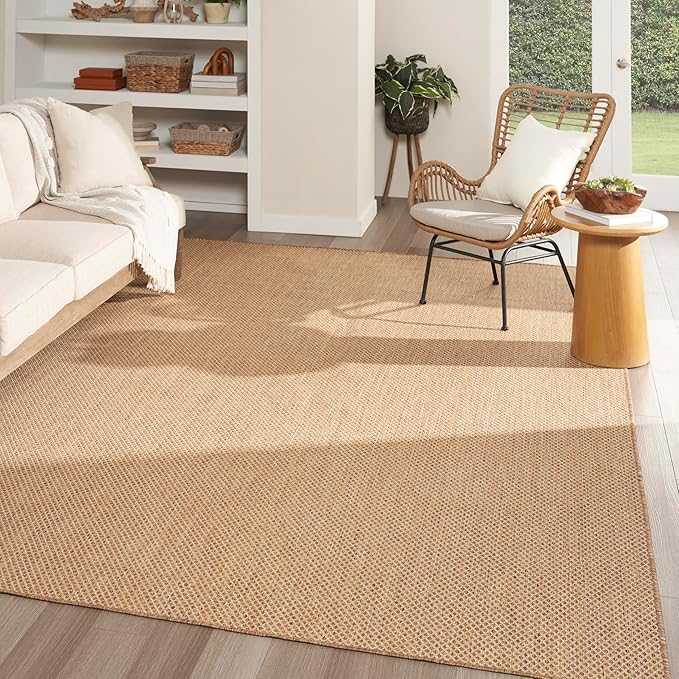 Nourison Home Courtyard Jute 10' x 14' Area Rug - Easy Clean, Non Shedding, Bed Room, Living Room, Dining Room, Kitchen (10' x 14')