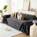 Couch Cover for Dogs, Boho Sofa Covers for 3 Cushion Couch, Chenille Sofa Slipcover for Pets Washable, L-Shape Sectional Couch Cover Soft Throw Blankets with Tassels(71x134,Charcoal Grey)