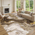 GarveeHome Large Area Rugs 10x13 Modern Abstract Rug with Marble Swirl Pattern, Neutral Abstract Rugs for Farmhouse, Stain-Resistant Low Pile Floor Cover for Bedroom Living Room Office, Brown