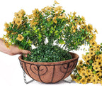 HyeFlora Artificial Fake Fall Hanging Mums Plants Flowers Basket for Outdoor, Autumn Faux Silk Yellow Daisy in Hang Planter Look Real UV Resistant for Porch Home Patio Balcony Yard Decor