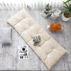 HOMBYS Floor Lounger Pillow Foldable and Tufted Design Long Floor Cushion for Yoga, Reading, Sleeping, Meditation, Elastic Band for Roll Up and Easy Storage, Machine Washable (Beige, 62"x27")