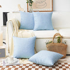 Home Brilliant Blue Throw Pillows for Couh Pillow Covers 18x18 Set of 4 Burlap Linen Square Throw Pillows Cushion Covers for Sofa, Light Blue, 45cm