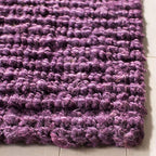 SAFAVIEH Area Rug 6' Square - Natural Fiber Collection - Purple, Handmade Jute, Farmhouse Style, Chunky Textured Thick Pile (NF447B)