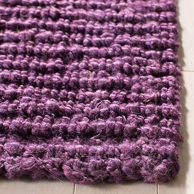 SAFAVIEH Area Rug 4x6 - Natural Fiber Collection - Purple, Handmade Jute, Farmhouse Style, Chunky Textured Thick Pile (NF447B)