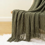 BATTILO HOME Throw Blanket for Couch, Textured Knit Throw, Olive Green Throws for Home Decor, Soft Blanket Throw for Bedroom Decor Housewarming Gifts, 50"x60"