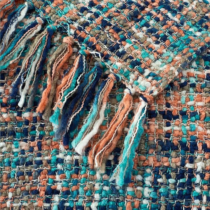 Multi-Color Pink Cable Woven Throw Blanket for Couch,60"X80" Boho Style Textured Blankets for Home Decor,Super Soft Warm Cozy Chunky Blanket with Decorative Tassels for Bed and Sofa