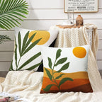 Merrycolor Boho Decorative Throw Pillow Covers Abstract Tufted Mid Century Modern Throw Pillows Green Leaf Sun Aesthetic Textured Pillow Cover Decorative Throw Pillows for Bed Couch Sofa,18x18