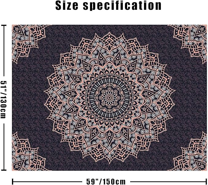 Edeesky Black Mandala Tapestry Wall Hanging Psychedelic Wall Tapestry Aesthetic Indian Hippie Decor Bohemian Art Boho Home Decoration for Bedroom,Living Room,Dorm