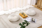 Floor Pillow Meditation Cushion Round Large Floor Pillows Seating for Adults, Velvet Thick Floor Cushions for Yoga Living Room Balcony Outdoor Tatami 18inches（Beige）