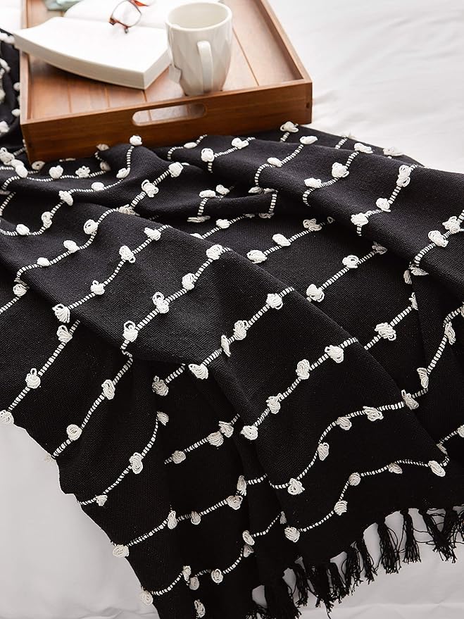 DII Woven Loop Throw Collection, 50x60, Black