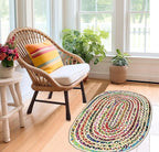 Cotton Craft - Hand Woven Reversible Jute & Cotton Multi Chindi Braid Rug - 4 x 6 Feet Oval - This Rug is Made from Multi Color re-cycled Yarns, Actual Product May Vary in Color from The Image Shown