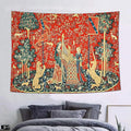 FEASRT Medieval Maiden and Unicorn Tapestry European Royal Tapestry Lion Tapestry, 60x40 Inches Soft Flannelette, Lady and Unicorn for Living Room Bedroom Dorm