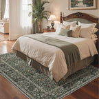 GENIMO 6x9 Washable Area Rug, Non-Slip Vintage Boho Floral Carpet, Soft Low-Pile Thin Living Room Rug for Bedroom, Dining Room, Nursery, Black
