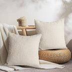 AELS Boho Decorative Textured Throw Pillow Covers 20x20, Organic Modern Mid Century Rainbow Tufted Pillow Case, Farmhouse Rustic Geometric Woven Cushion Case for Bed Couch Sofa, Creamy White