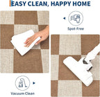 GarveeHome Checkered Easy Jute 5x7 Area Rugs for Living Room Machine Washable Non-Slip Backing Stain Resistant Modern Indoor Outdoor Rugs for Farmhouse Dining Room Patio Brown