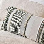 AmHoo Chenille Striped Textured Boho Throw Pillow Covers Aesthetic with Tassels Woven Decorative Pillow Case for Couch Bed Sofa Bedroom Modern Funky 14 x 36-Inch Sage Green