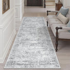 Runner Rug 3x6 Washable Non-Slip Kitchen Runner Rugs for Bathroom Laundry Room Grey Vintage Floor Carpet Runners for Hallway Entryway