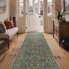 GENIMO Floral Washable Runner Rug 2’6”x8’, Non-Slip Long Hallway Carpet for Entryway, Kitchen, Indoor Floor Use, Vintage Boho Soft Thin Rug Décor, Emerald Green