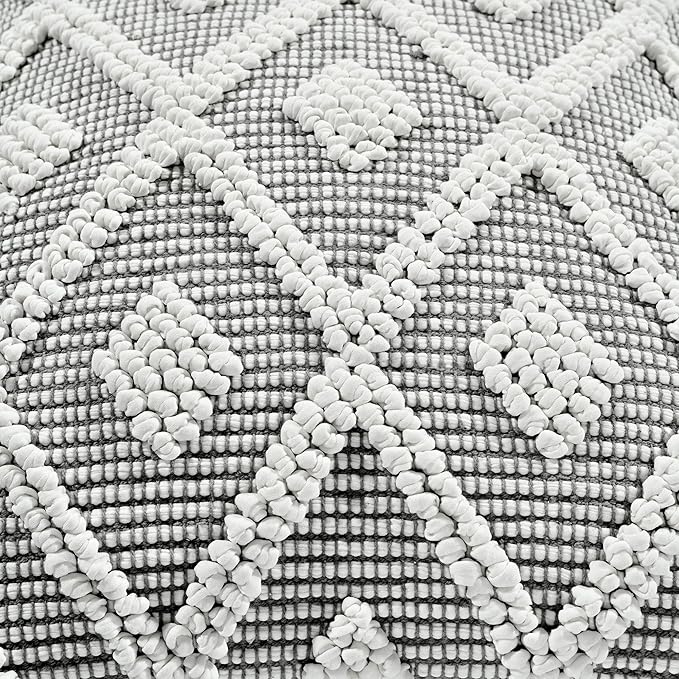 Lush Decor Adelyn Decorative Throw Pillow Cover, 20" W x 20" L, Gray - Square Pillow - Gray Diamond Pillow - Textured Pillows - Hygge Decor - Farmhouse Throw Pillows For Bed, Couch, Or Chair