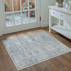 Blue Area Rug 2x3 Entryway Washable Soft Carpet Vintage Non Slip Indoor Kitchen Entrance Door Mat Traditional Retro Distressed Small Throw Rug Bathroom Laundry Bedroom